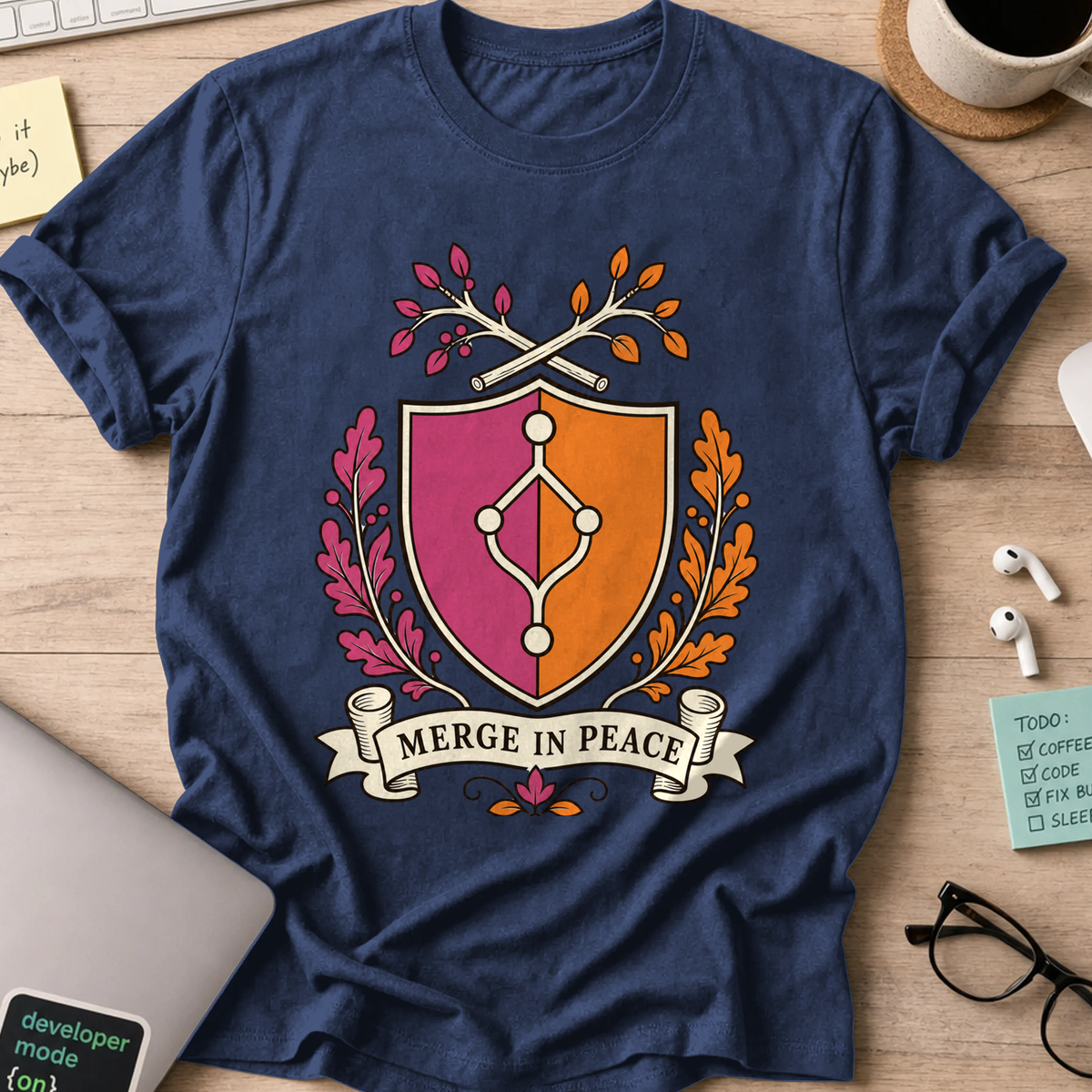 Merge in Peace Shirt — Navy