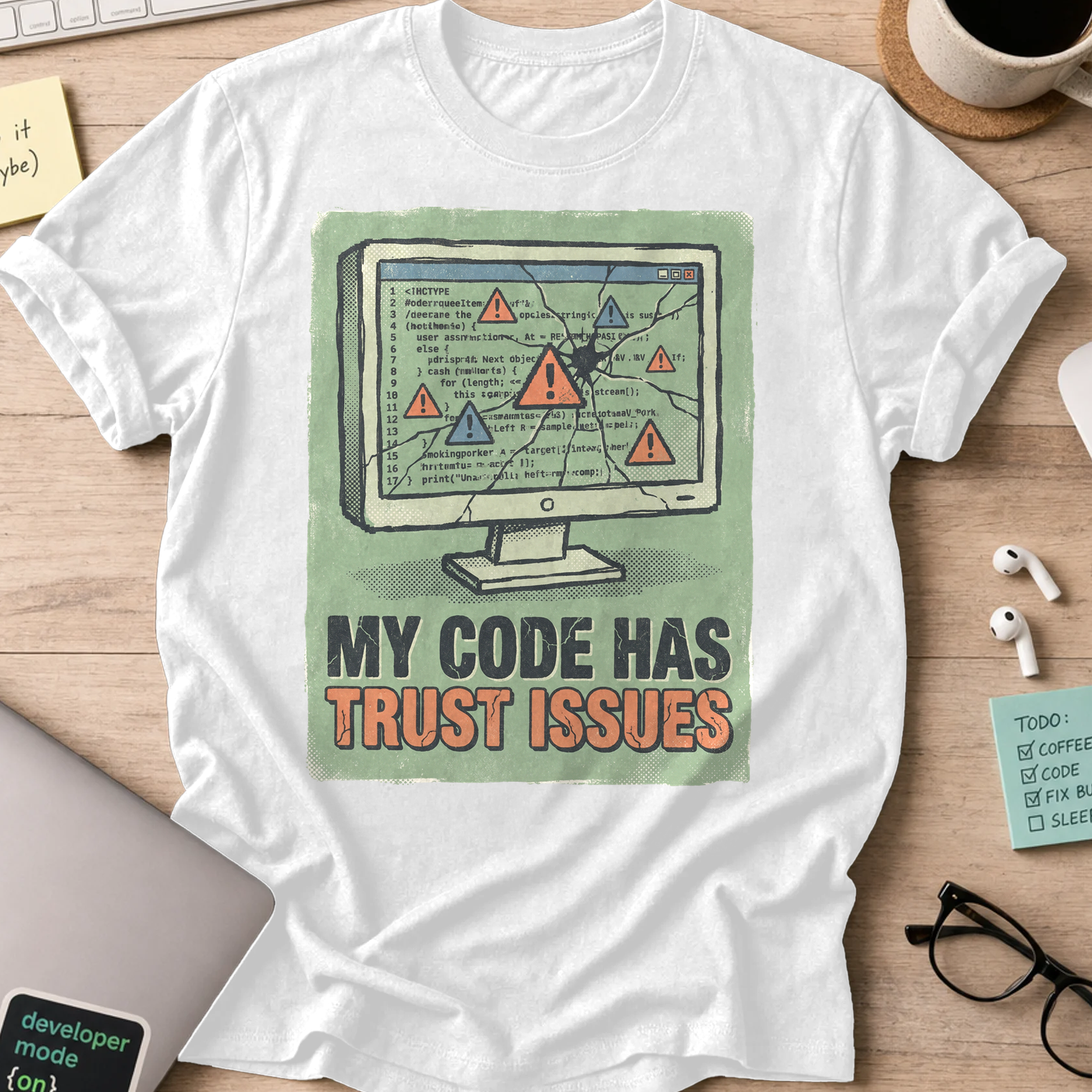 My Code Has Trust Issues Shirt — White