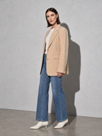 Women's Solid Color Loose Casual Single-breasted Coat in Apricot - main view
