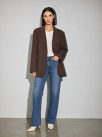 Women's Solid Color Loose Casual Single-breasted Coat in Brown - main view