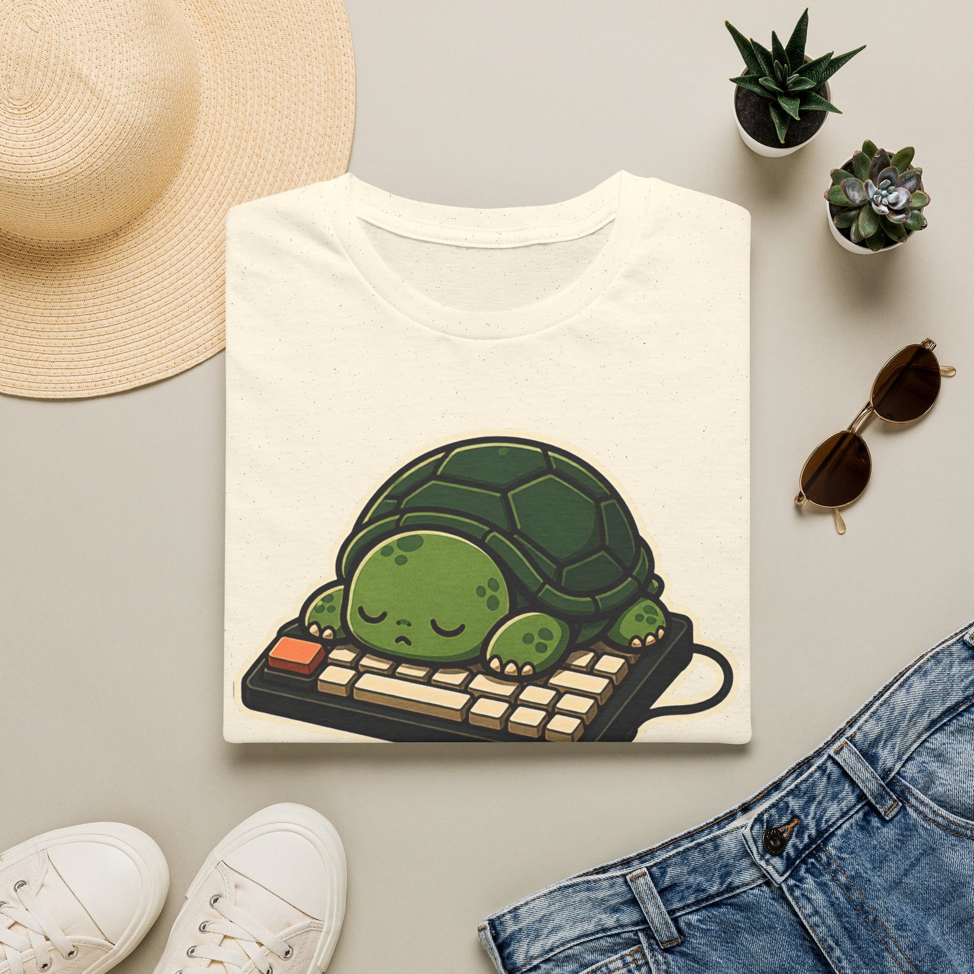 Sleeping Turtle Retro Keyboard Shirt