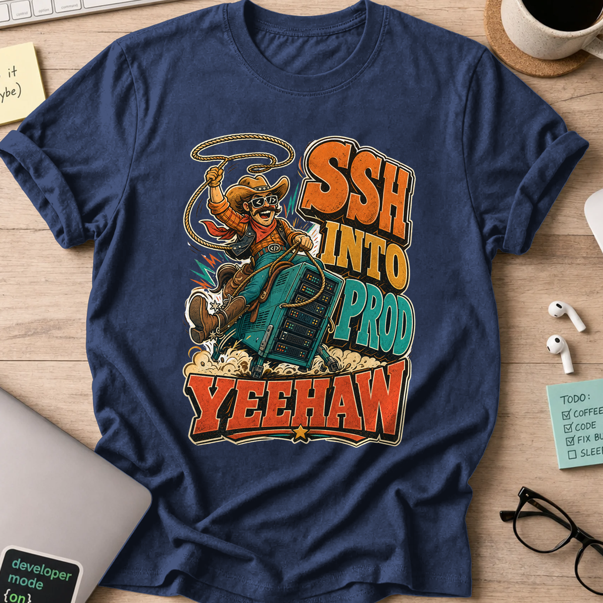 SSH Into Prod Yeehaw Shirt — Navy
