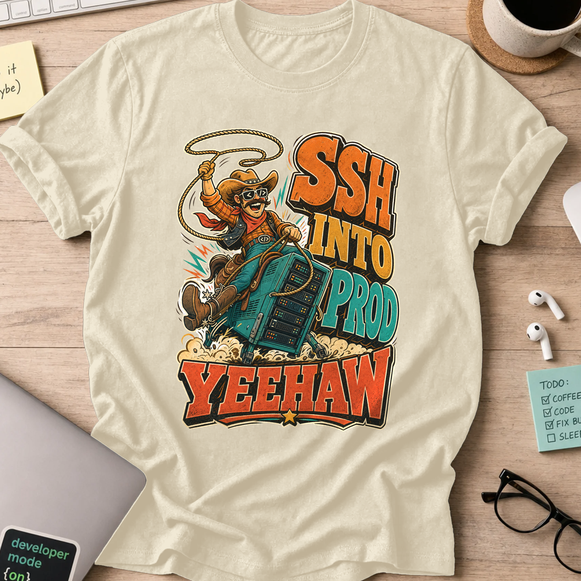 SSH Into Prod Yeehaw Shirt — Natural