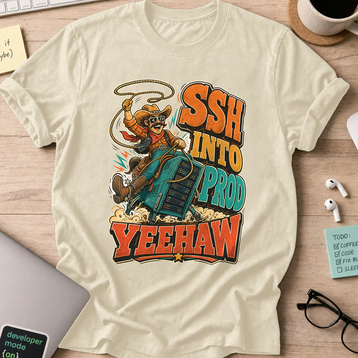 SSH Into Prod Yeehaw Shirt — Natural