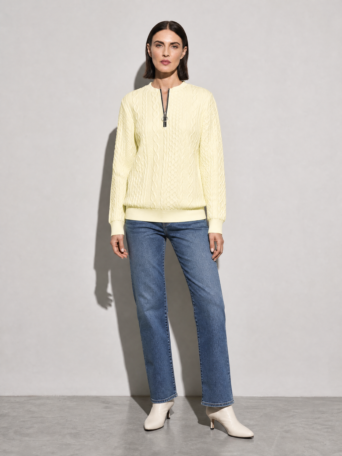 European And American Zipper Sweater Women's Coat Cardigan in Apricot - main view