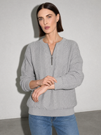 European And American Zipper Sweater Women's Coat Cardigan in Gray - adjusting view