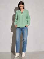 European And American Zipper Sweater Women's Coat Cardigan in Green - adjusting view