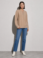 European And American Zipper Sweater Women's Coat Cardigan in Khaki - main view