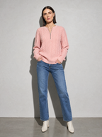 European And American Zipper Sweater Women's Coat Cardigan in Pink - main view