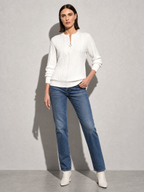 European And American Zipper Sweater Women's Coat Cardigan in White White Zipper - main view