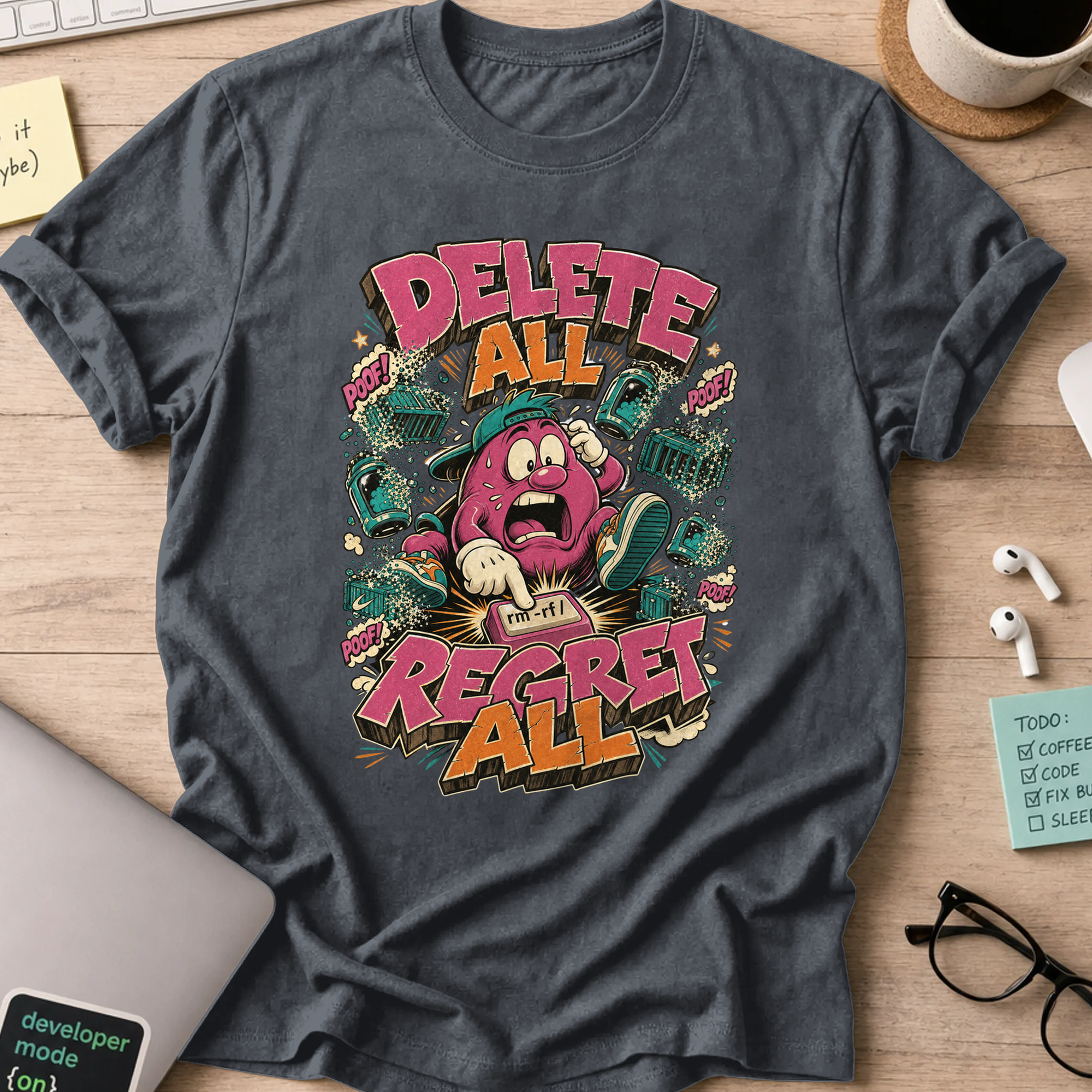 Delete All Regret All Shirt — Dark Heather