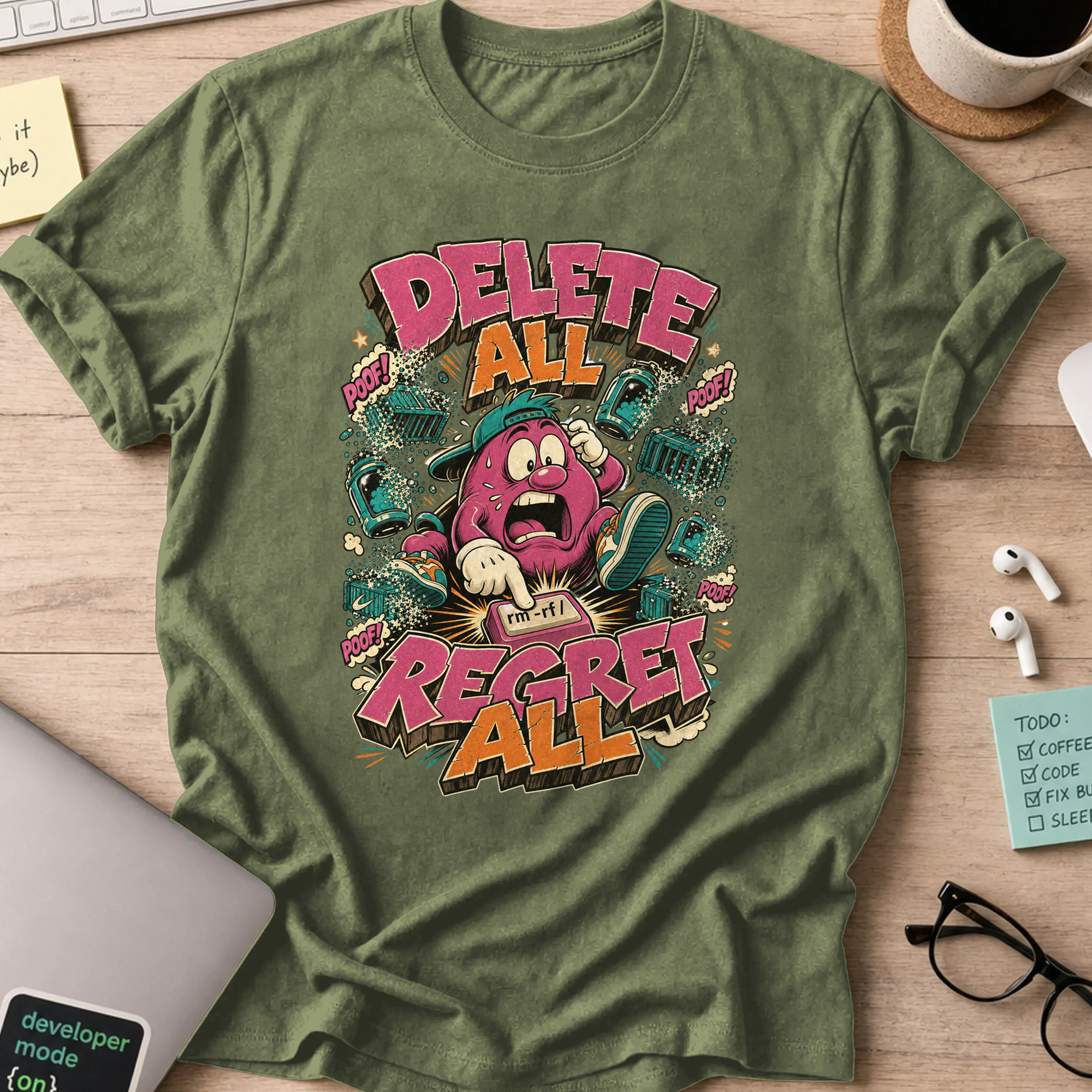 Delete All Regret All Shirt — Military Green