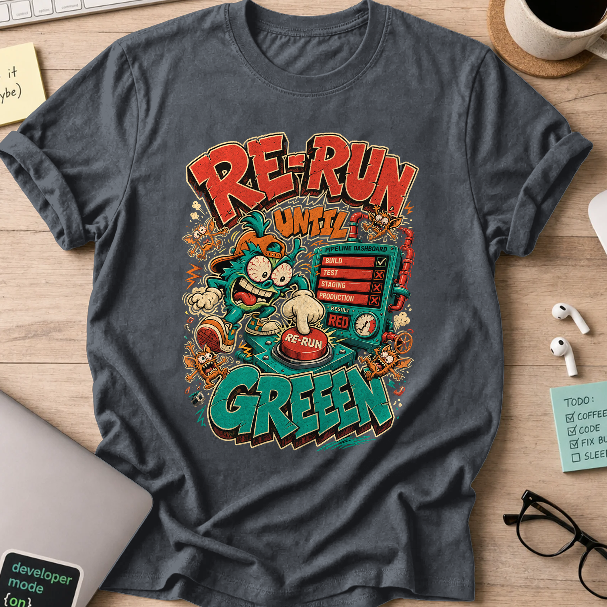 Rerun Until Green Shirt — Dark Heather
