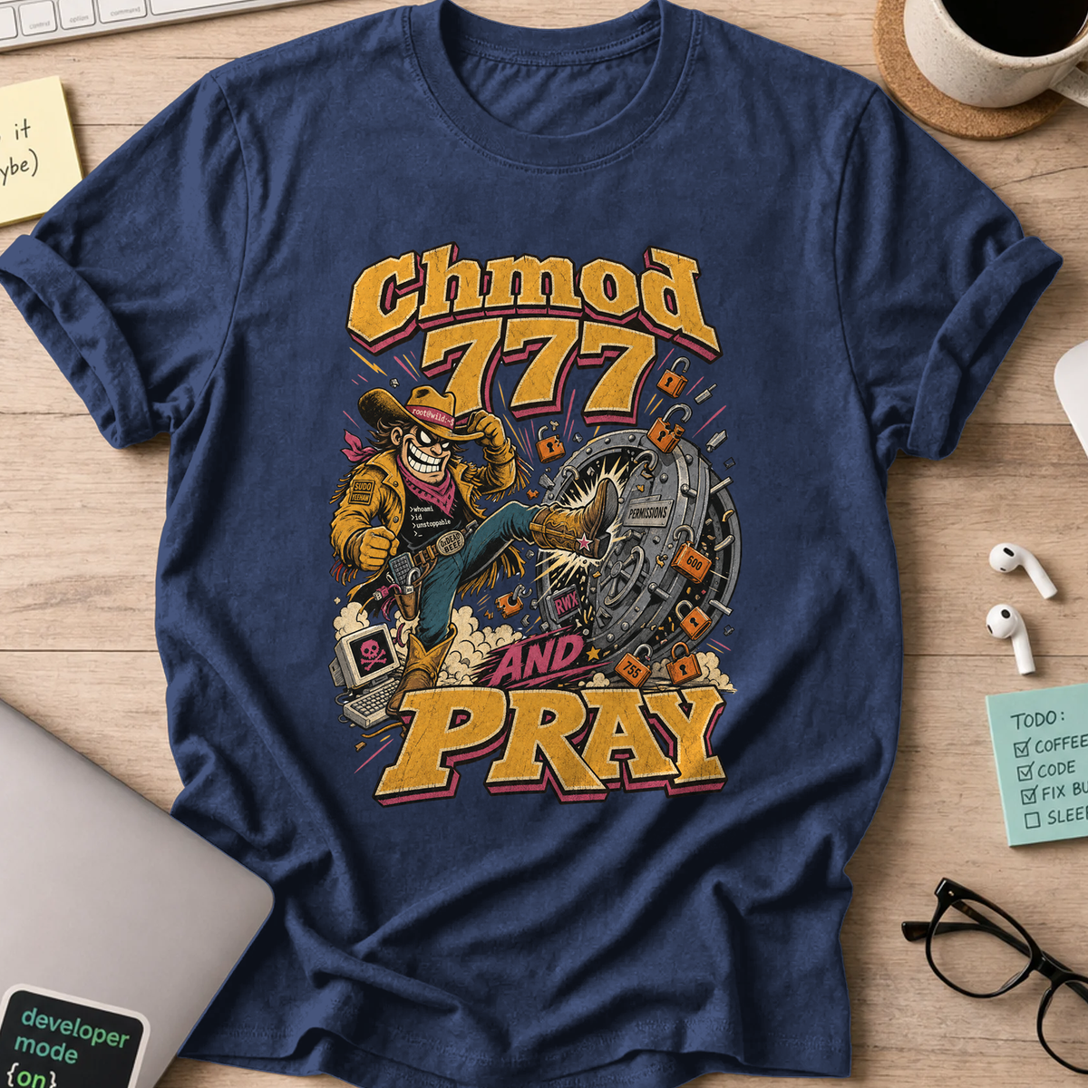 Chmod 777 and Pray Shirt — Navy