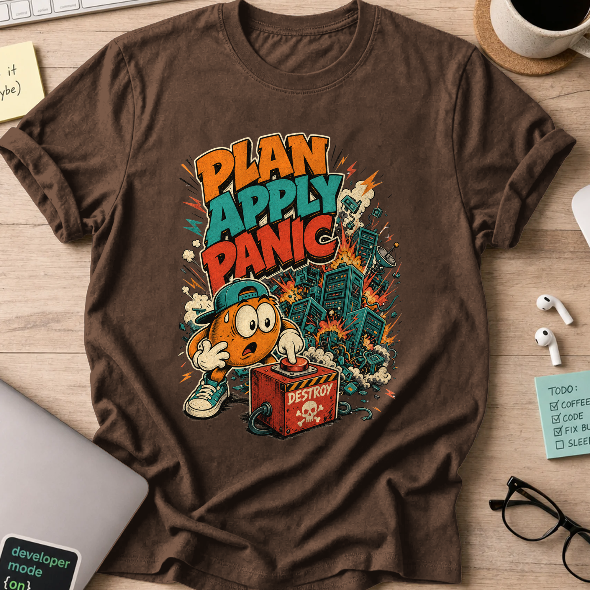 Plan Apply Panic Shirt — Dark Chocolate
