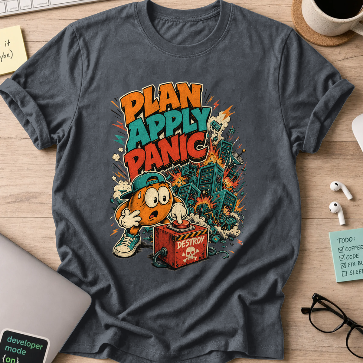 Plan Apply Panic Shirt — Dark Heather