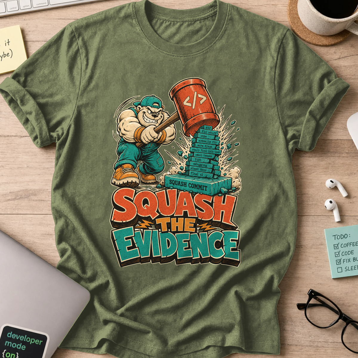 Squash the Evidence Shirt — Military Green