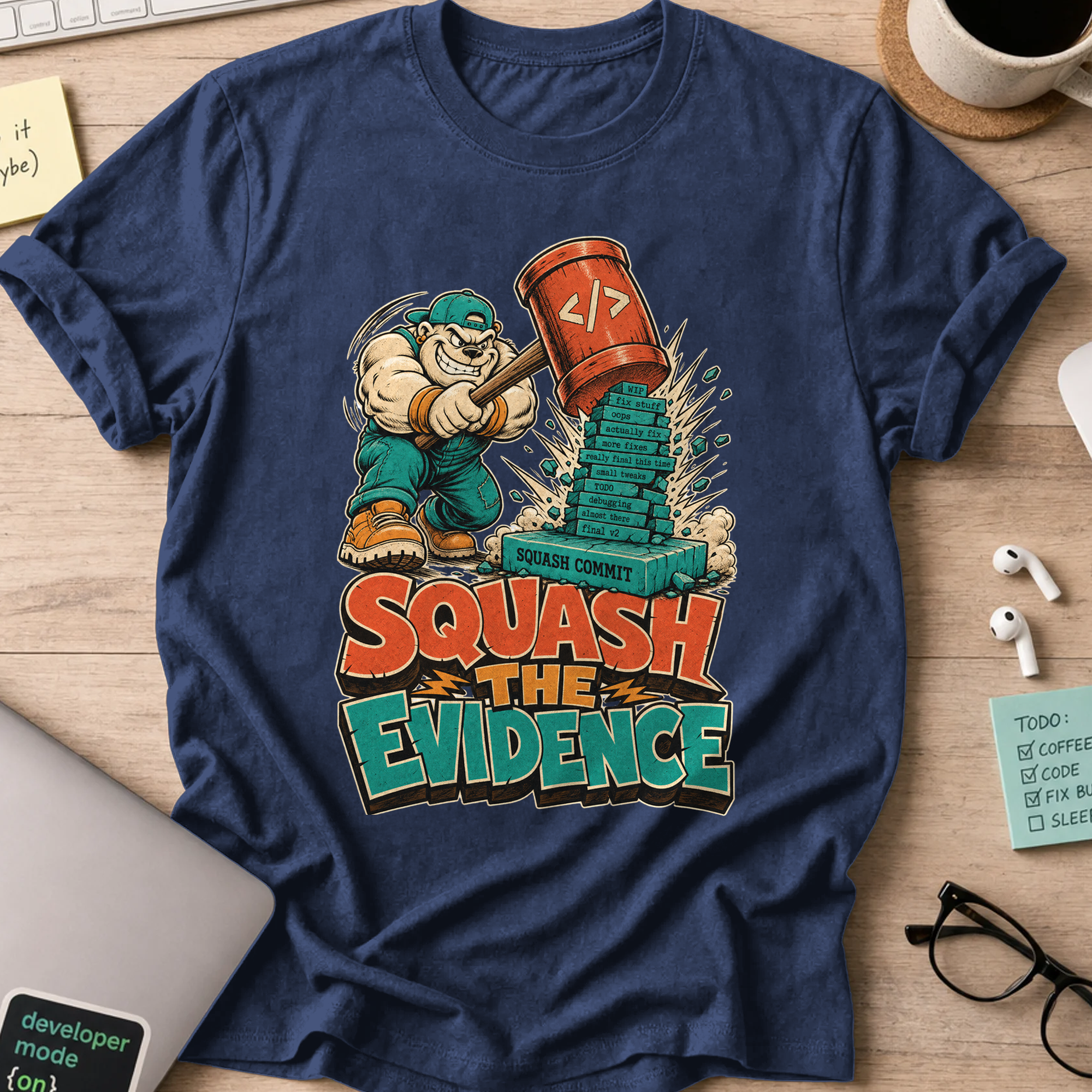 Squash the Evidence Shirt — Navy