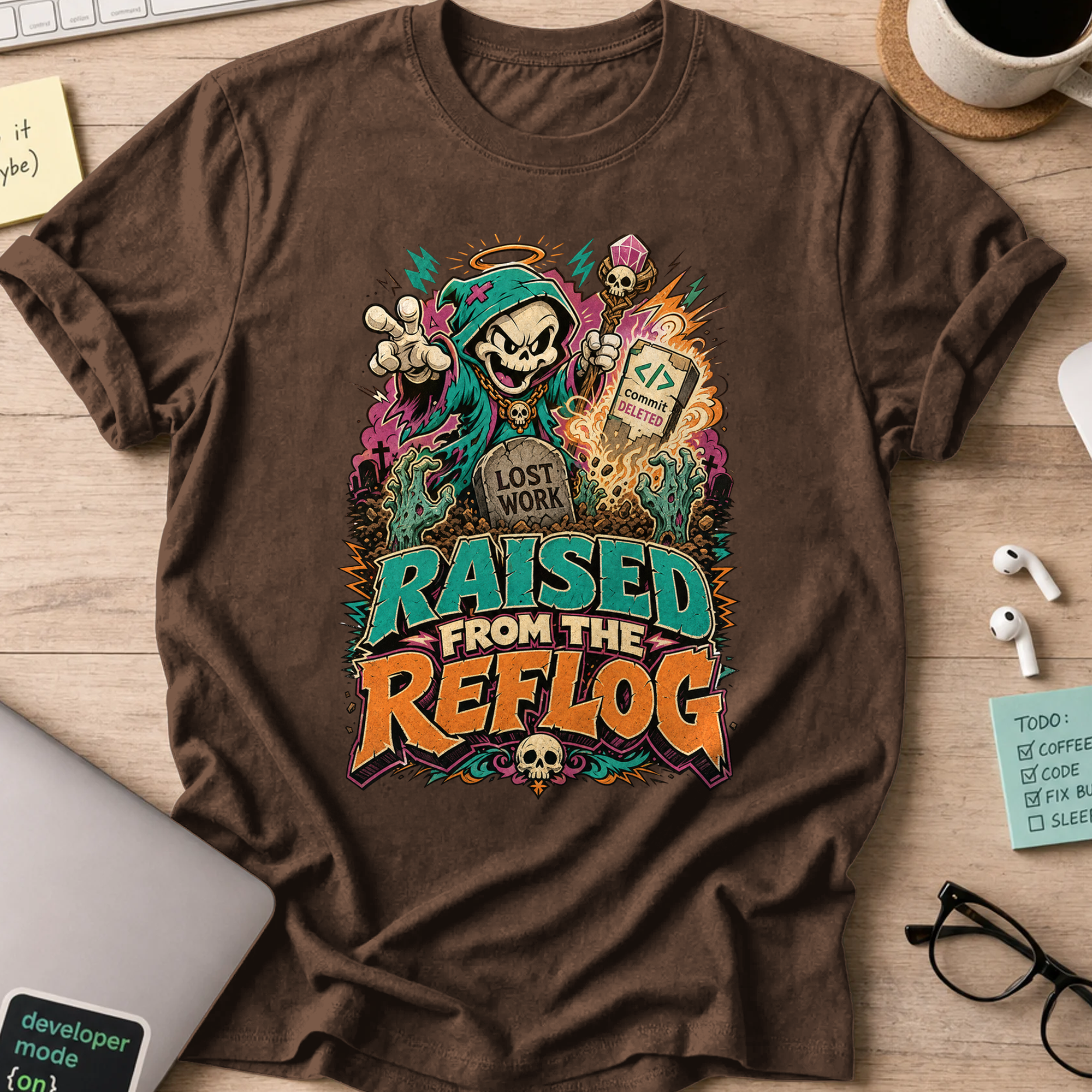 Raised From the Reflog Shirt — Dark Chocolate