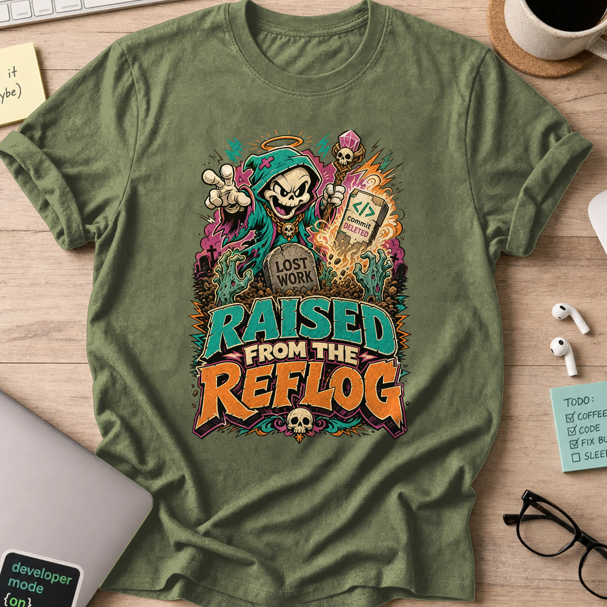 Raised From the Reflog Shirt — Military Green