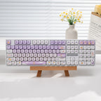 108-Key Mechanical Keyboard, Three-Mode Wired, Wireless, Bluetooth, Hot-Swappable, Suitable for Girls, Office, Gaming, Cute Rgb Lighting