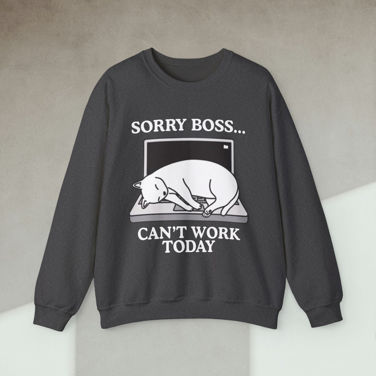 Code Culture sorry boss cant work today cat sweatshirt funny programmer Sweatshirt in S — Code Culture developer clothing