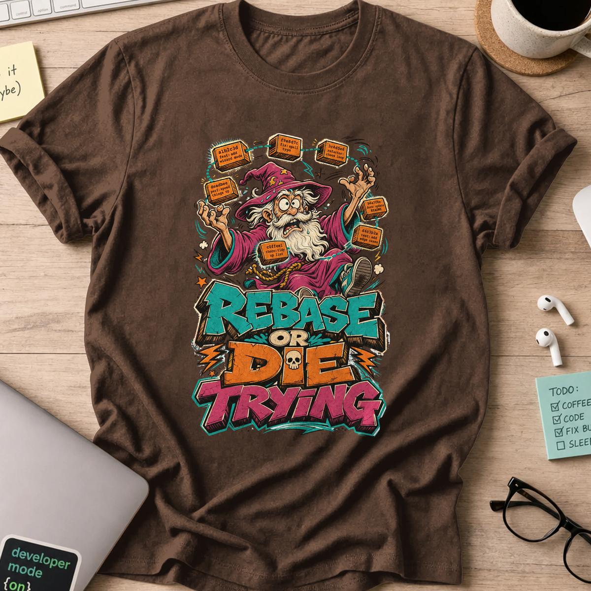 Rebase or Die Trying Shirt — Dark Chocolate