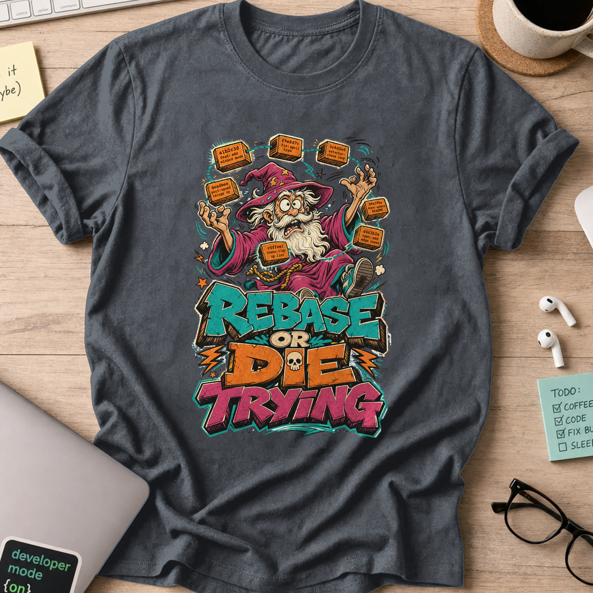 Rebase or Die Trying Shirt — Dark Heather