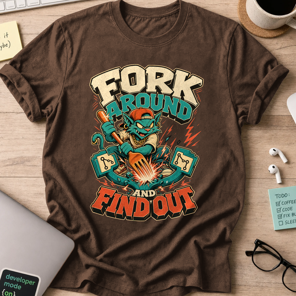 Fork Around and Find Out Shirt — Dark Chocolate