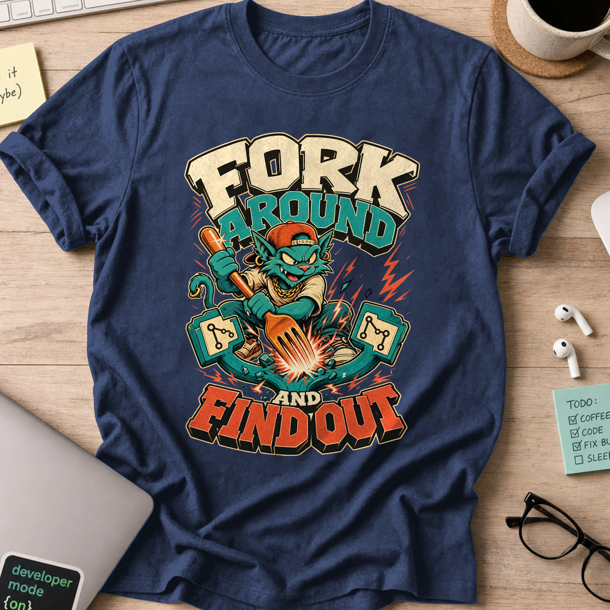 Fork Around and Find Out Shirt — Navy