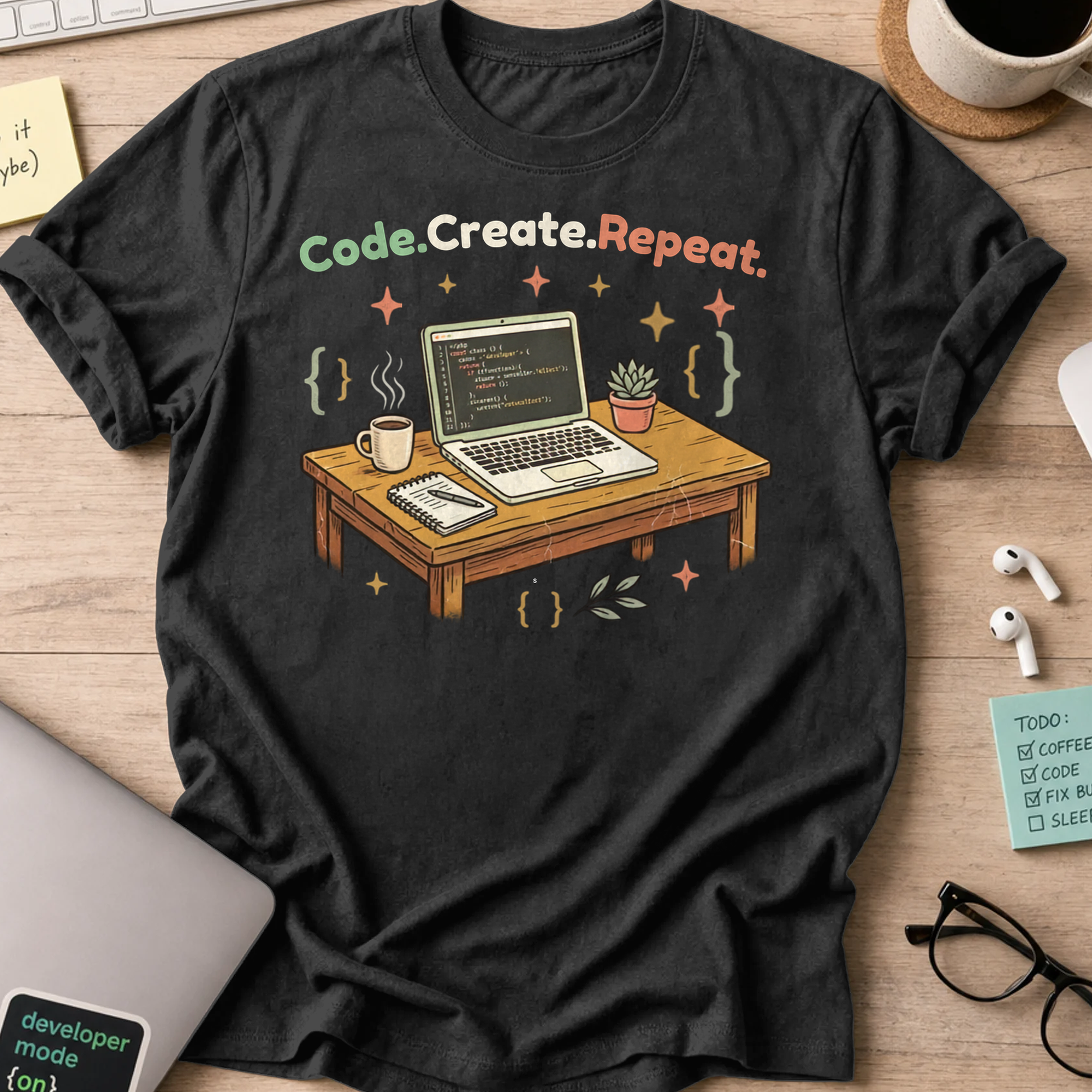 Code Create Repeat Shirt — Black