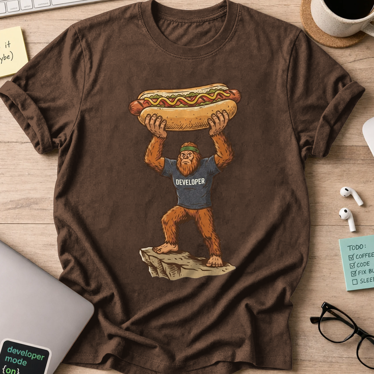 Freedom Bigfoot Hot Dog Press Shirt - Dark Chocolate