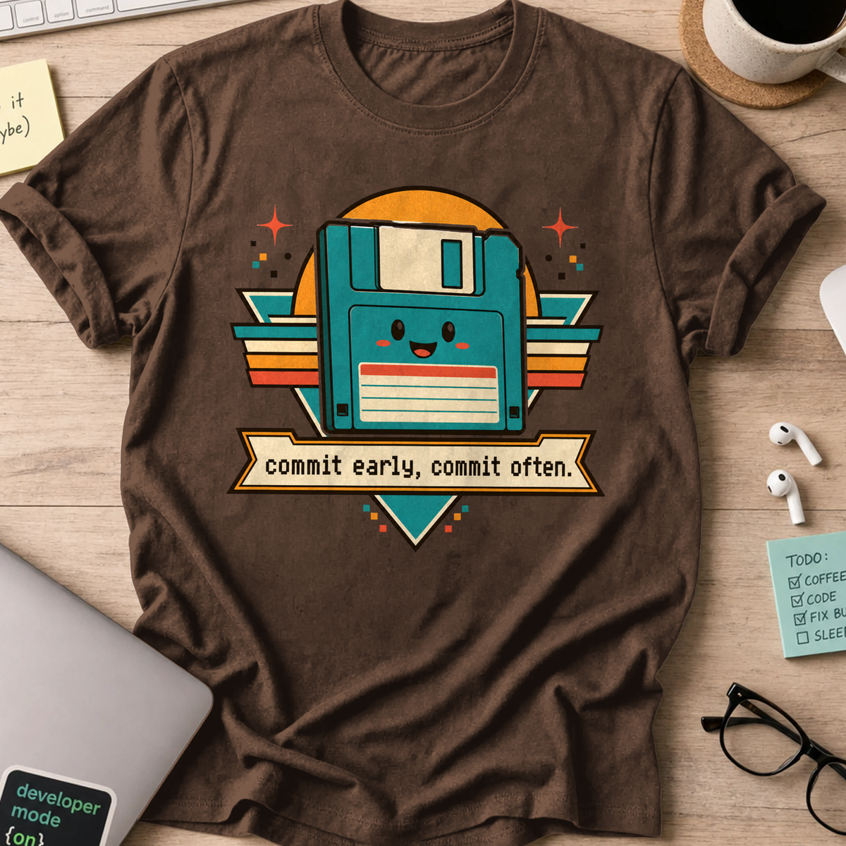 Commit Early Commit Often Shirt — Dark Chocolate