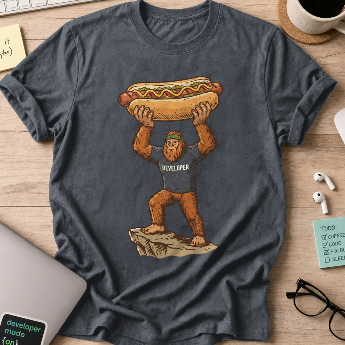 Freedom Bigfoot Hot Dog Press Shirt - Dark Heather