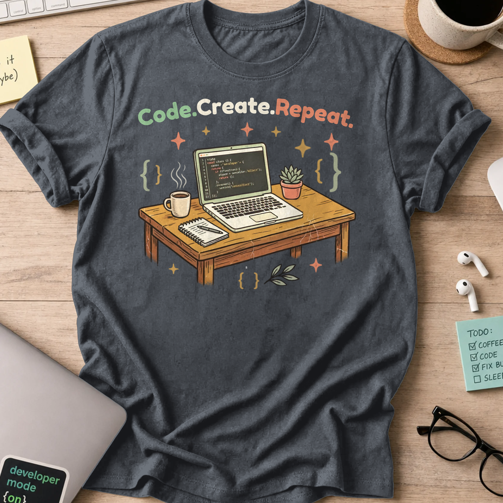 Code Create Repeat Shirt — Dark Heather