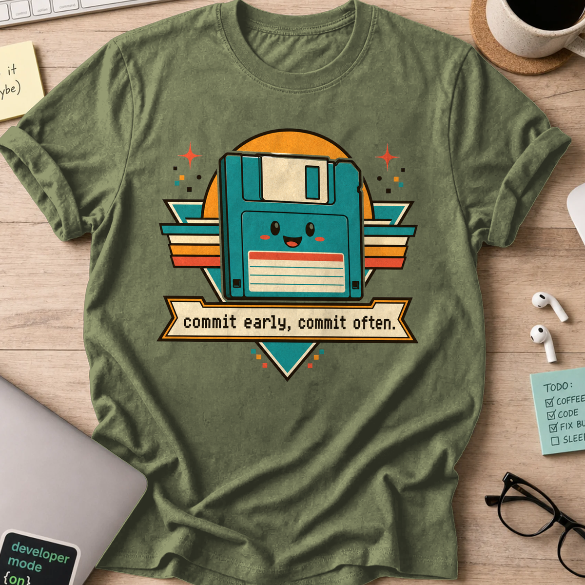 Commit Early Commit Often Shirt — Military Green