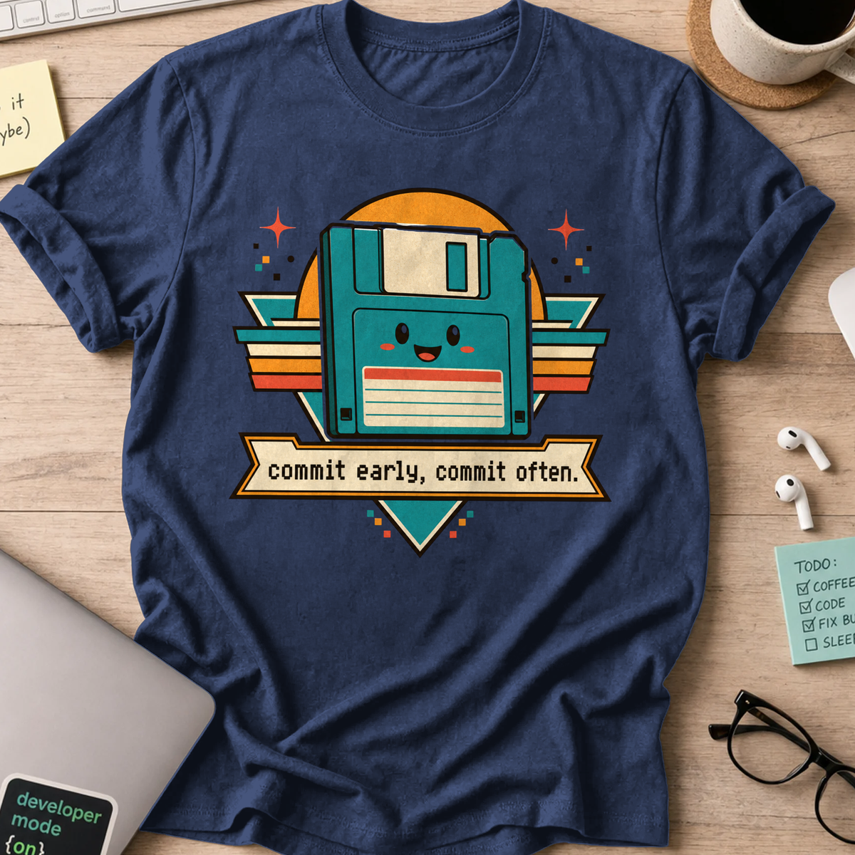Commit Early Commit Often Shirt — Navy