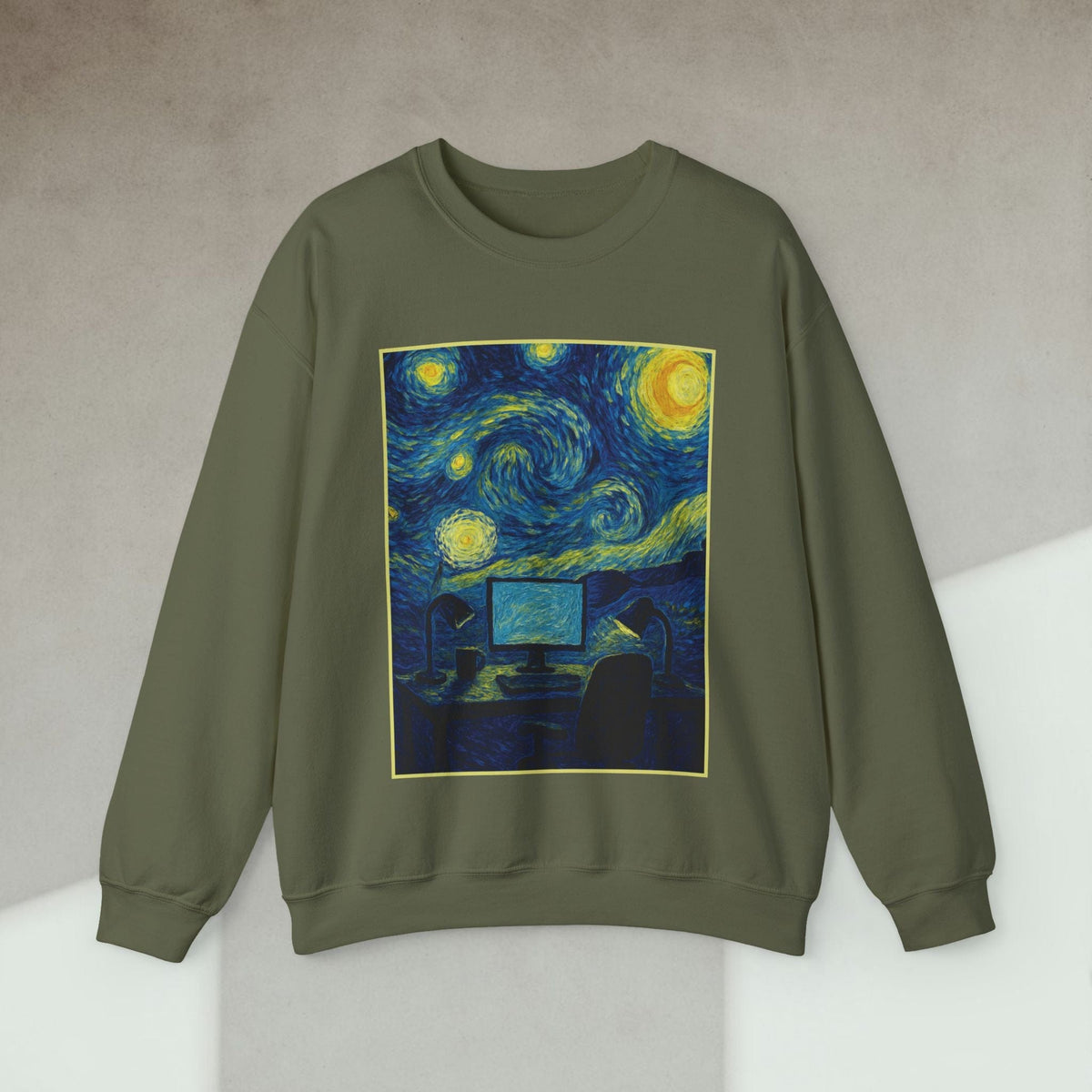 Code Culture van gogh desk sweatshirt funny programmer Sweatshirt in S — Code Culture developer clothing