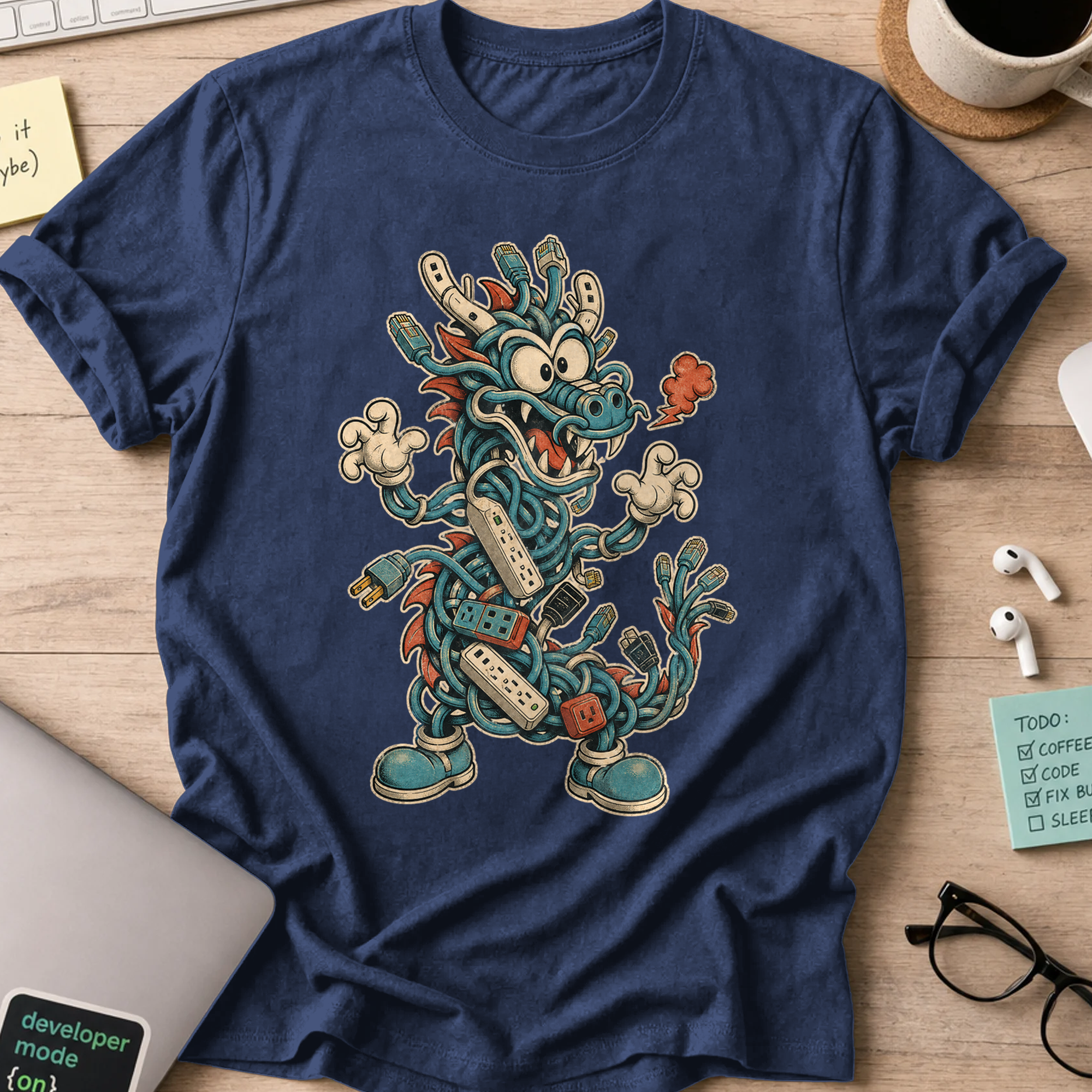 Cable Nest Monster Shirt — Navy