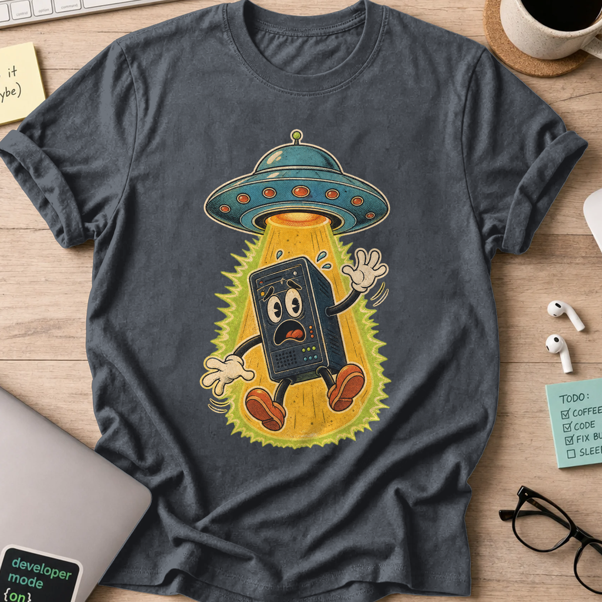 Abducted Server Shirt — Dark Heather