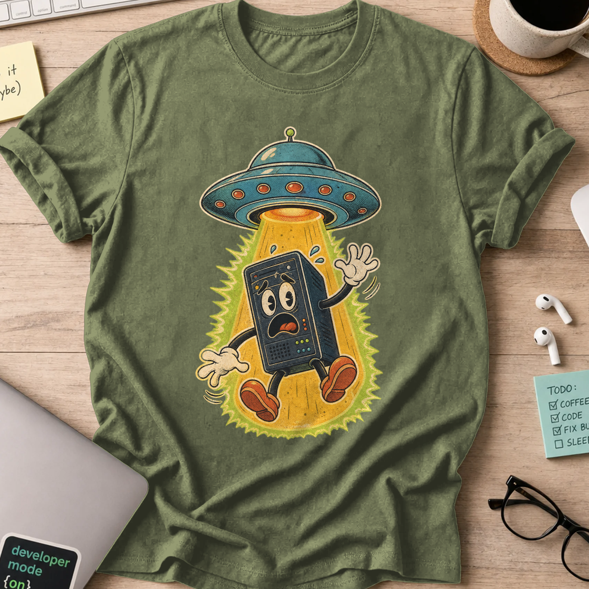 Abducted Server Shirt — Military Green
