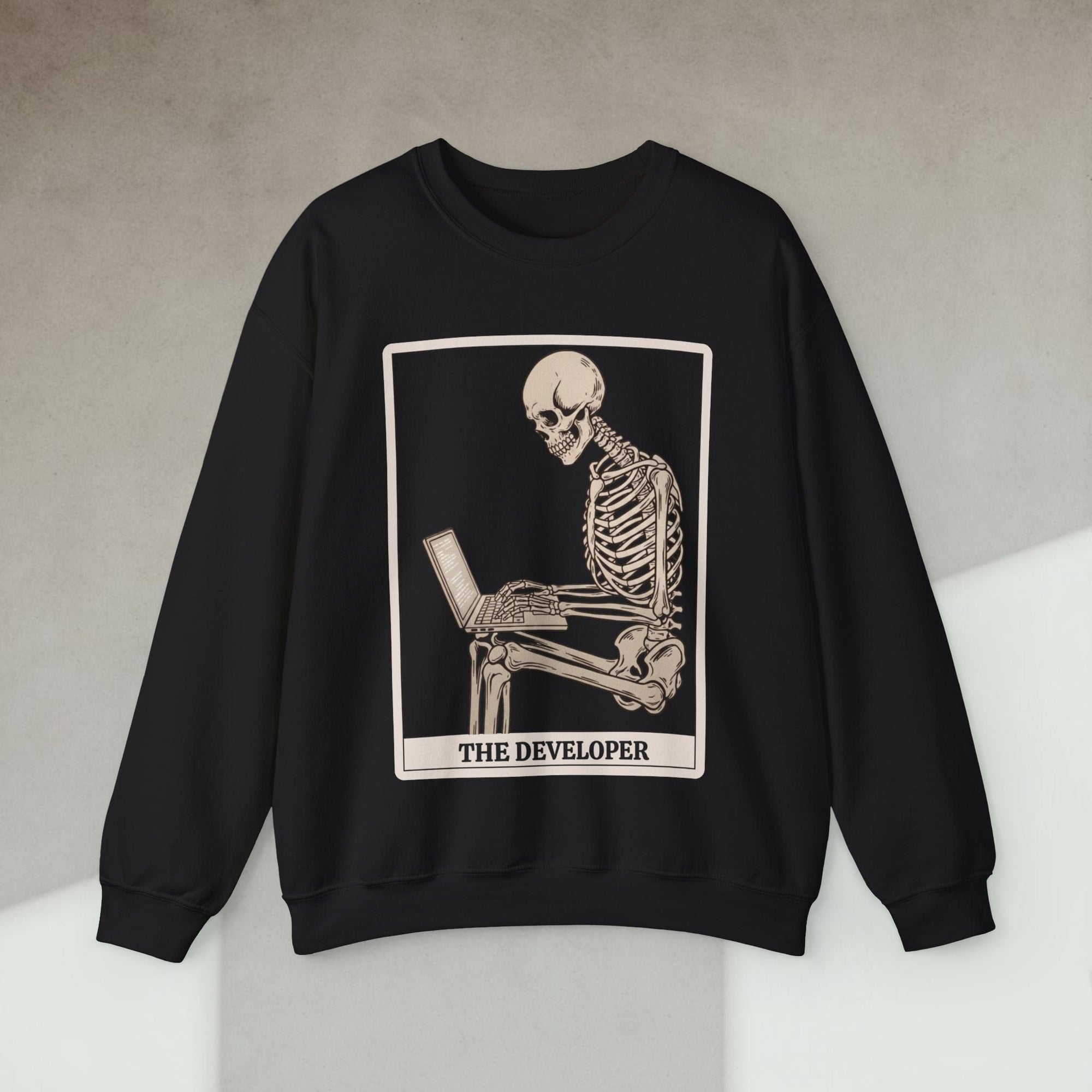 working skeleton developer sweatshirt