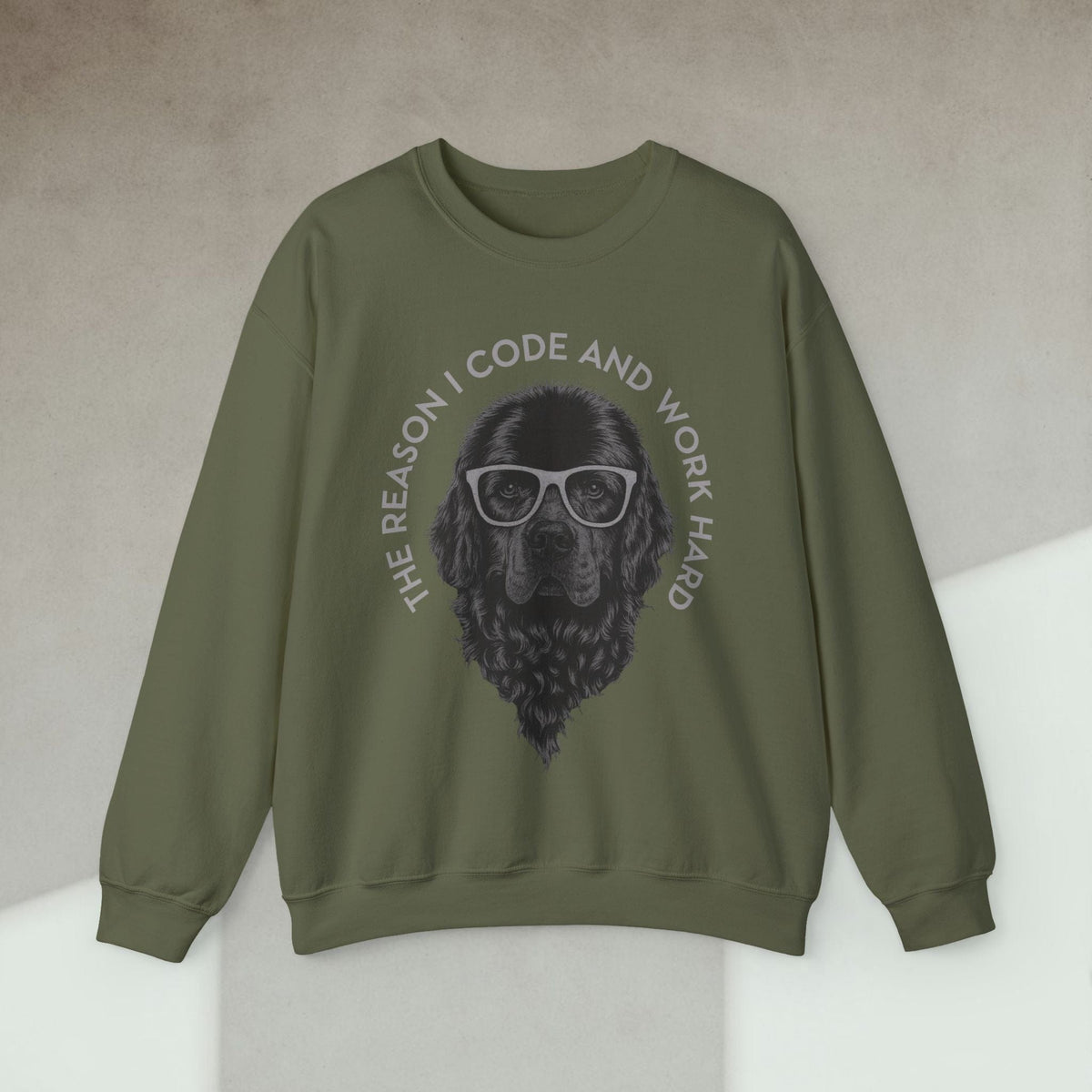 Code Culture the reason i code dog sweatshirt funny programmer Sweatshirt in S — Code Culture developer clothing