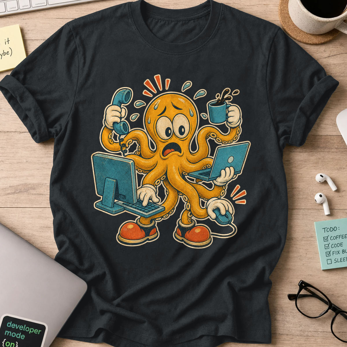 Overloaded Octopus Shirt — Black
