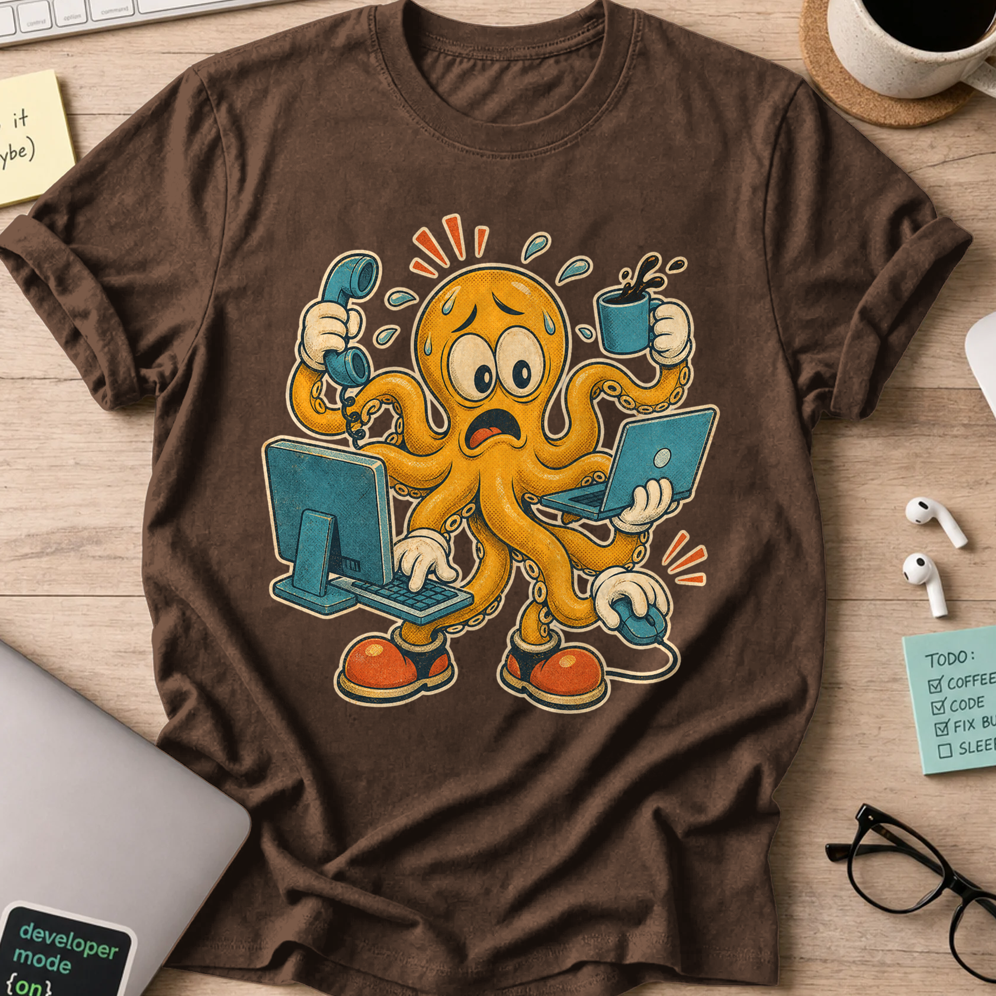 Overloaded Octopus Shirt — Dark Chocolate