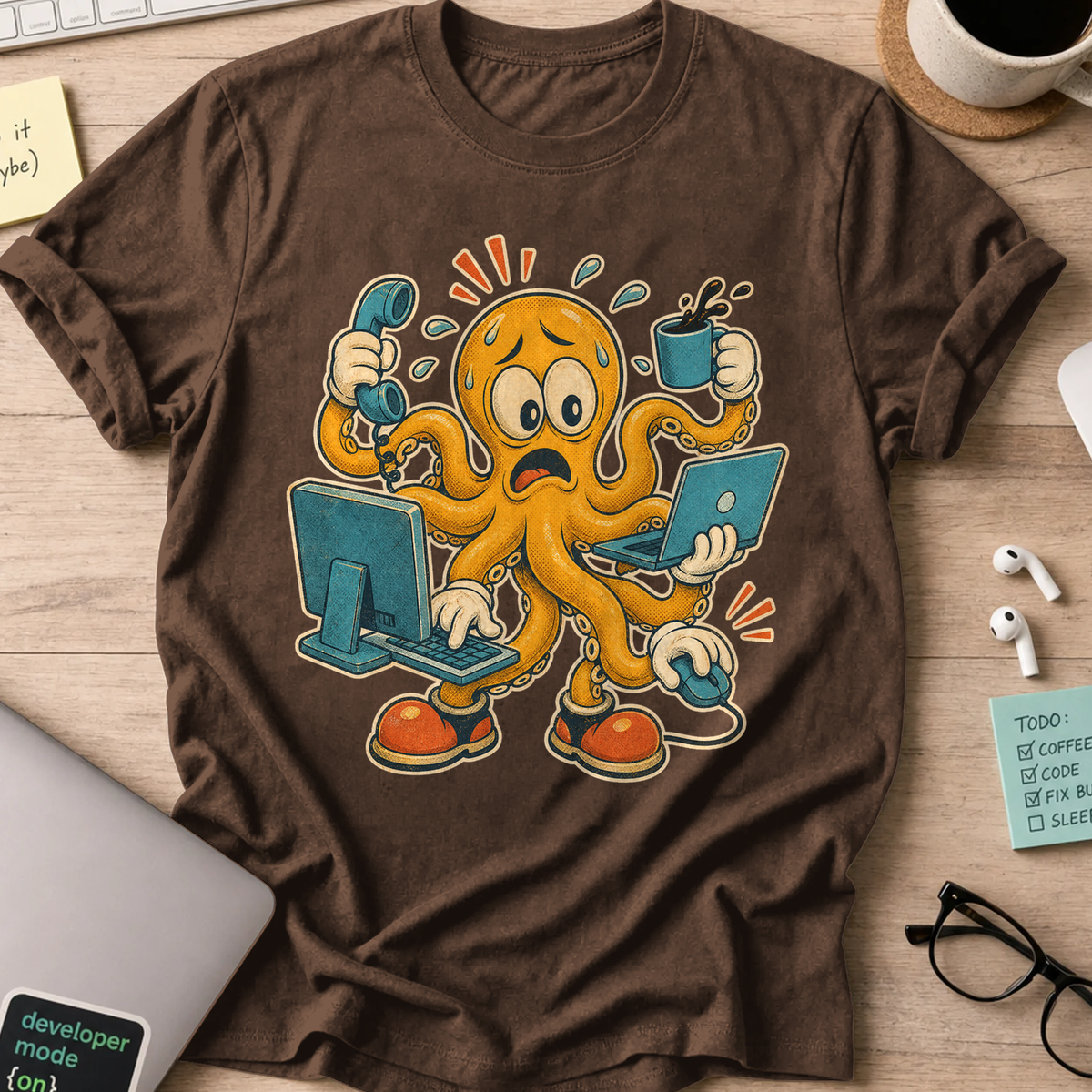 Overloaded Octopus Shirt — Dark Chocolate