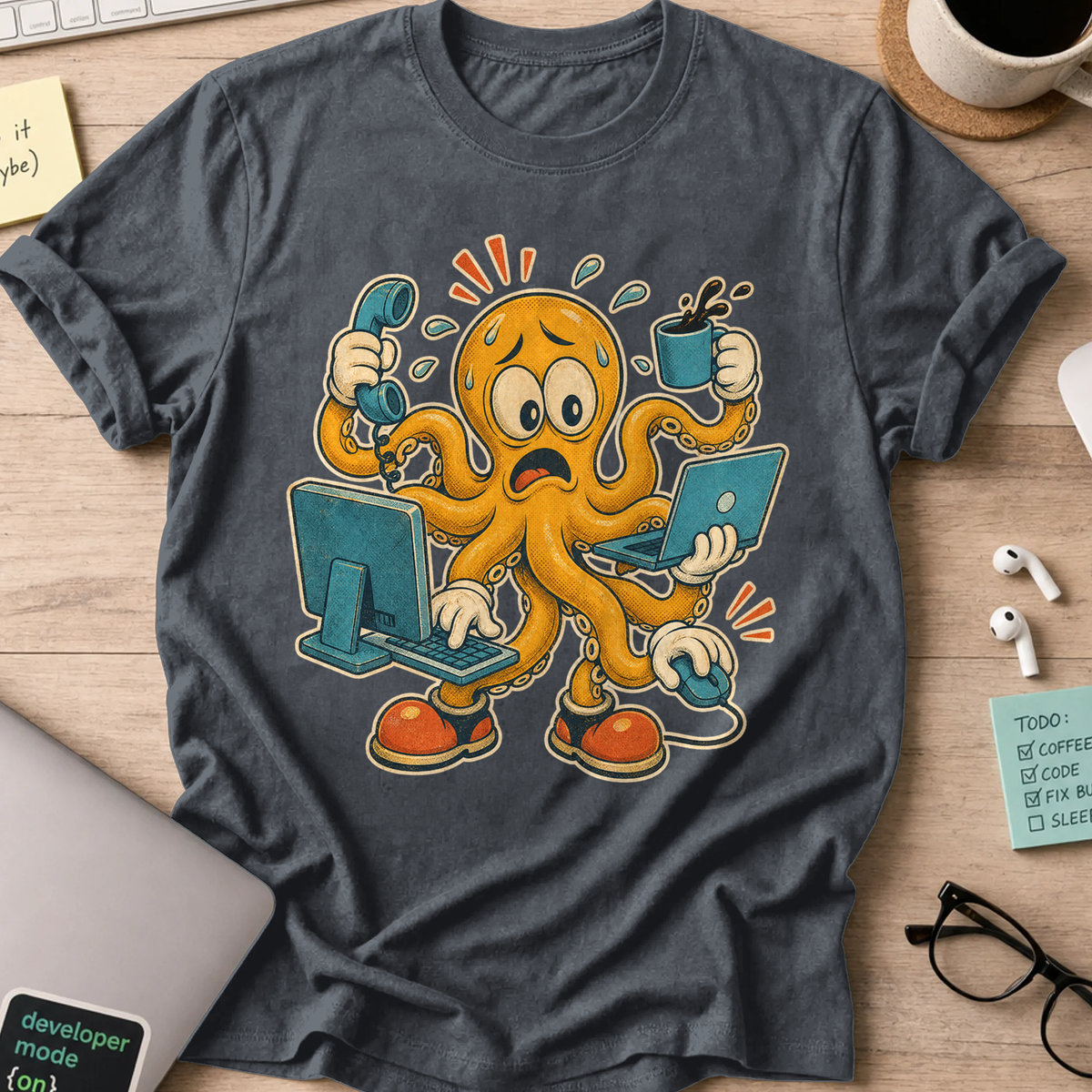 Overloaded Octopus Shirt — Dark Heather