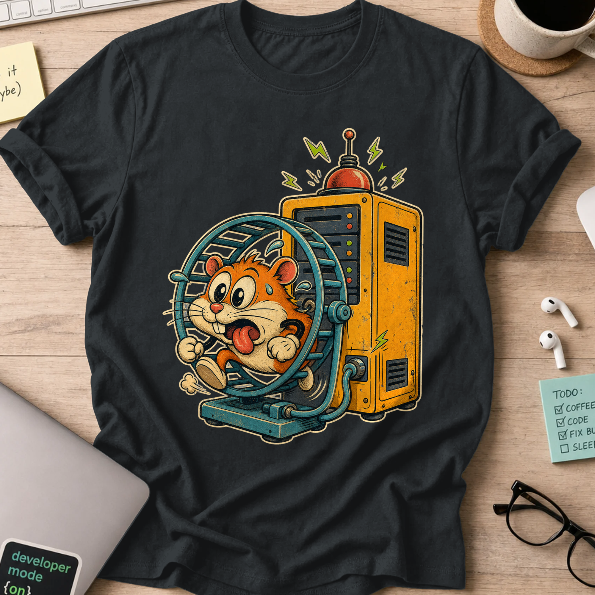 Hamster Wheel Server Shirt — Black