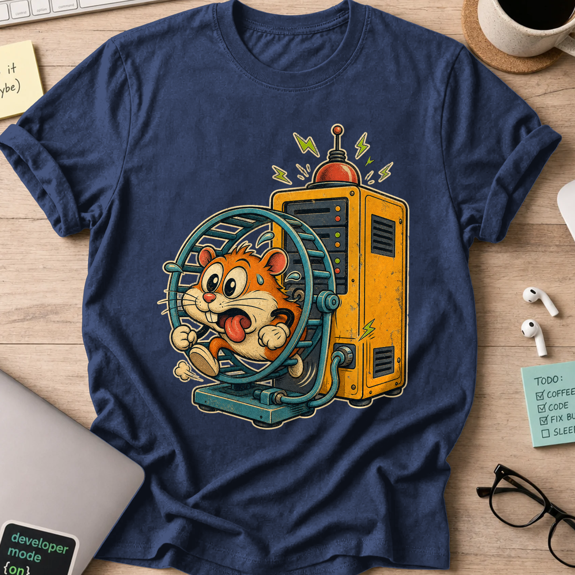Hamster Wheel Server Shirt — Navy