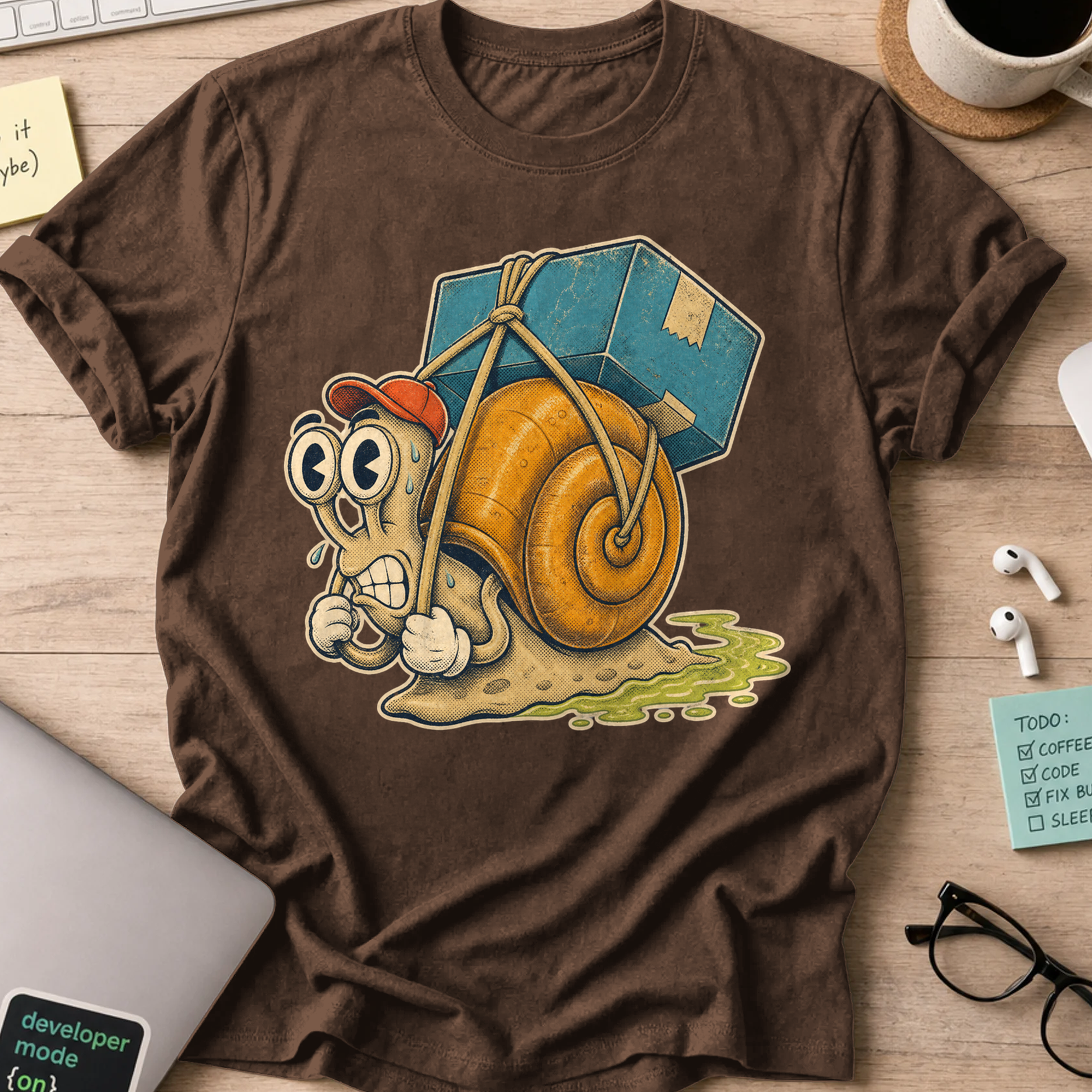 Turtle Package Delivery Shirt — Dark Chocolate